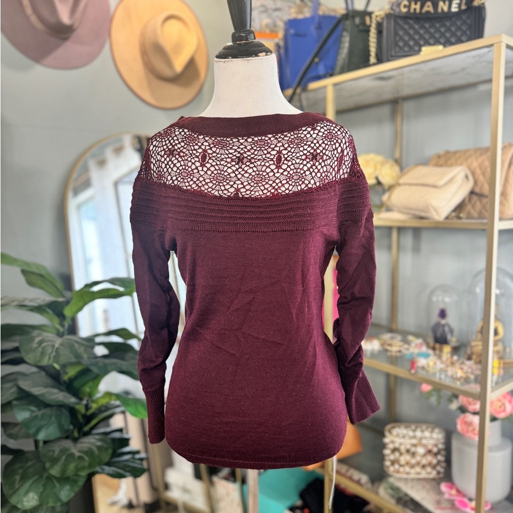 Wool blend crochet sweater